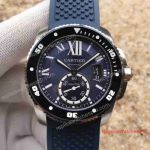 Swiss Quality Replica Calibre De Cartier Diver Watch SS Blue Rubber Band